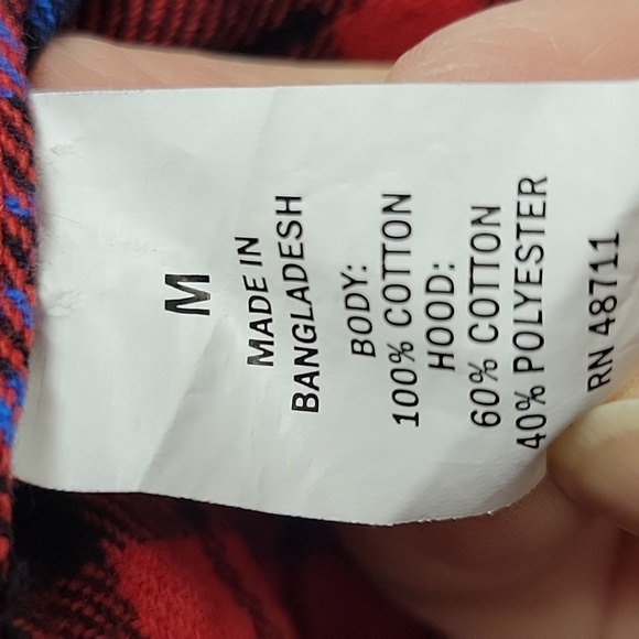 Edgar and Ash new with tags long sleeve men's medium flannel w/ hood - Picture 5 of 5